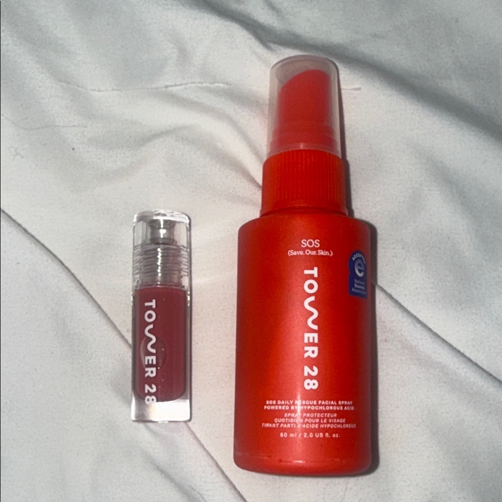 Tower 28 Lipstick and Red SOS Spray Duo